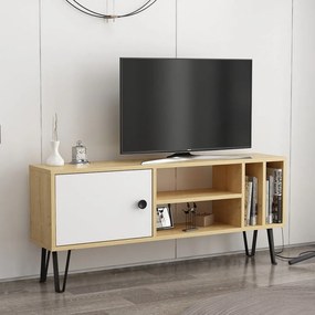 Tavolo TV in rovere bianco/naturale 120x52 cm Arven - Kalune Design