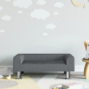 Divano Per Bambini Grigio Scuro 70x45x26,5 Cm İn Velluto /