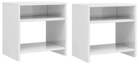 Comodini 2 pz Bianco Lucido 40x30x40 cm in Legno Multistrato