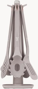 Set utensili da cucina con supporto Taupe 6 pz