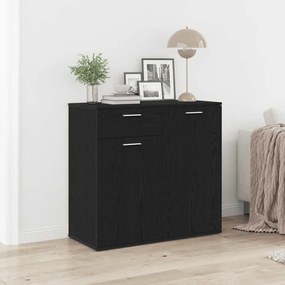 Credenza Rovere Nero 80x36x75 Cm İn Legno Multistrato /