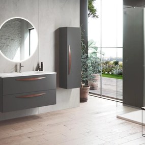 Mobile sottolavabo e lavabo Arco per vasca centrale cenere L 100 cm 2 cassetti