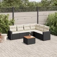 Set Divani da Giardino con Cuscini 7pz Nero Polyrattan 3256469