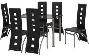 Set tavolo da pranzo 7 pz nero