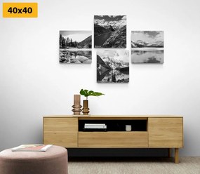 Set di quadri – Paesaggi montani affascinanti in bianco e nero