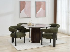 Sedia con braccioli in Tessuto bouclette e Legno di hevea Cachi e Nero  - LIVELIA di Pascal MORABITO