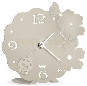 Bomboniera orologio coccinella avorio in ferro 15x15cmh