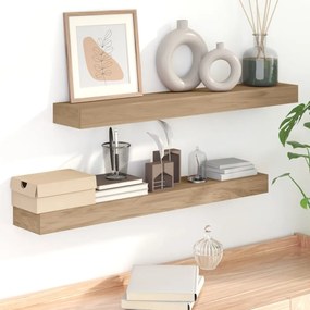 Mensole Da Parete 2 Pz 90x15x4 Cm İn Legno Massello Di Teak /