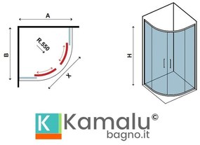Kamalu - box doccia 80x80 cristallo 6 mm semicircolare kf2000