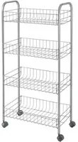 Carrello con ruote e 4 ripiani in acciaio con Polytherm argento Ascona