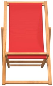 Sedia da spiaggia pieghevole in legno massello di teak rossa