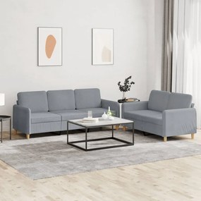Set Di Divani 2 Pz Con Cuscini Grigio Chiaro İn Tessuto /