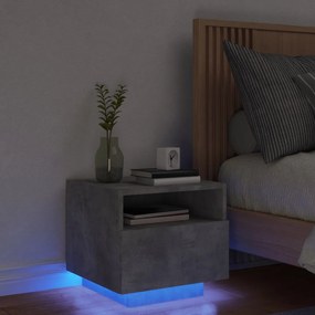 Comodino con luci led grigio cemento 40x39x37 cm