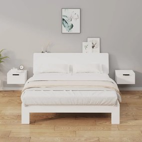 Comodini A Muro 2 Pz Bianchi 34x30x20 Cm /