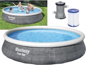 Bestway - piscina tonda fuori terra rattan con anello gonfiabile superiore 396xH84 -57376