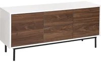 Credenza 2 ante cassetti legno scuro e bianco gambe metallo 120 x 38 cm