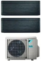 Climatizzatore Condizionatore Daikin Bluevolution Dual Split Inverter serie STYLISH REAL BLACKWOOD 12+18 con 4MXM80N R-32 Wi-Fi Integrato 12000+18000 Colore Legno Nero - Garanzia Italiana