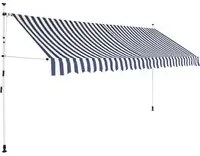 Tenda da Sole Retrattile Manuale 350 cm a Strisce Blu e Bianche