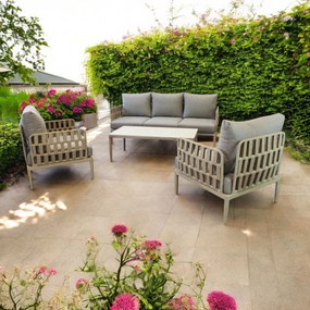 CASCADA - salotto outdoor con struttura in alluminio grigio chiaro, antracite o naturale