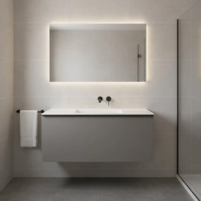 Mobile da bagno sospeso sotto lavabo Pixel plain 1 cassetto L 80 x H 40 x P 45.5 cm grigio carbone laccato opaco, con maniglia alluminio nero opaco