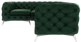 Divano angolare verde scuro (con penisola a sinistra/a L) con rivestimento in velluto Chelsea – Ropez