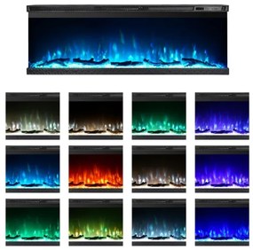 Camino elettrico da parete ad incasso 3 Lati BOSTON100 L101,6 x P20 x H44 cm