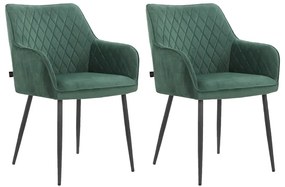 Set di sedie da pranzo verde in imbottito 2 pz Elvira – Støraa