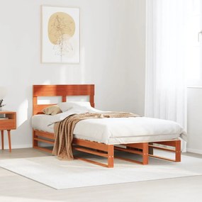Letto Senza Materasso Marrone Cera 90x190 Cm İn Legno Di Pino /