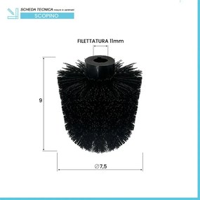 Ricambio testina scopino WC universale con setole nere
