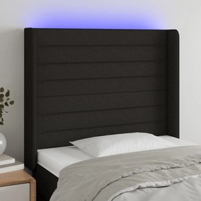 Testiera A Led Nera 83x16x118/128 Cm İn Tessuto /