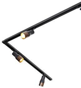 Sistema di illuminazione a binario moderno con 5 faretti nero con bronzo scuro 1 fase - Iconic Kohua