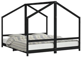 Giroletto per bambini nero 2x(90x200) cm legno massello di pino