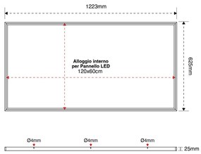 Cornice Incasso per Cartongesso Pannelli LED 120x60