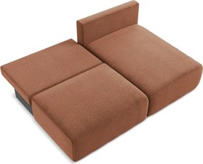 Divano angolare color mattone allungabile/con contenitore (con penisola a destra) Kalena – Makamii