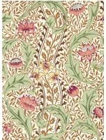 Morris & Co Carta da parati Wild Tulip & Vine - Rose/ Linen