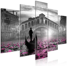 Quadro Magic Venice (5 Parts) Wide Grey  Colore Rosa, Dimensioni e Misure 200x100