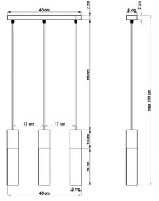 Lampadario a Sospensione in Legno e Acciaio 3xGU10 PABLO 3 Bianco Colore Bianco