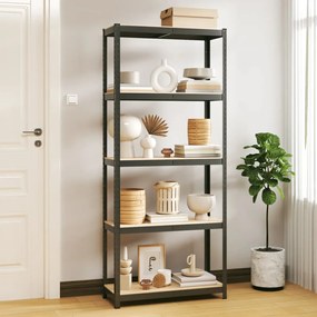 Mensola Portaoggetti 5 Strati Antracite İn Acciaio E Legno /