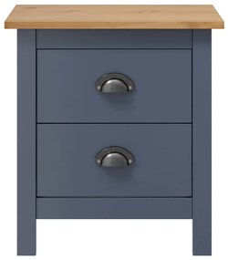 Comodino Hill Grigio 46x35x49,5 cm Legno Massello di Pino