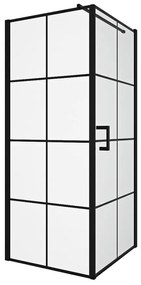 Porta per doccia fissa con porta a battente serigrafata  80 x 80 x 190 cm Nera opaca - CAPARICA