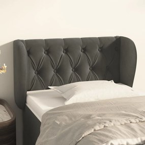 Testiera Ad Orecchio Grigio Scuro 83x23x78/88 Cm İn Velluto /