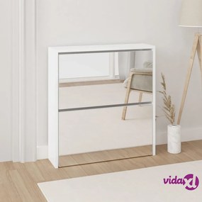 vidaXL Scarpiera con Specchio a 2 Livelli Bianco lucido 63x17x67 cm