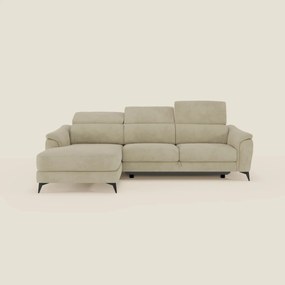 Arcos Divano con penisola - piedini alti e poggiatesta reclinabili in microfibra impermeabile T11 beige