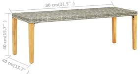Panca da Giardino 80 cm in Polyrattan Grigio