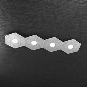 Plafoniera Moderna Hexagon Metallo Foglia Argento 4 Luci Led 12X4W