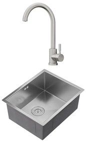 Set lavandino 55 x 45 cm SOELA + rubinetto ROMILY in Acciaio inossidabile Grigio