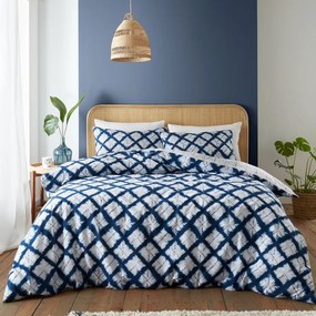 Biancheria da letto blu e bianca per letto matrimoniale 200x200 cm Shibori Tie Dye - Catherine Lansfield