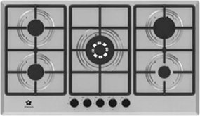 Piano Cottura Inox 90 Cm A Gas 5 Fuochi Griglia Ghisa Staylux