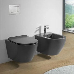 Copriwc a sgancio rapido originale in termoindurente ultraslim soft-close grigio opaco Tokyo