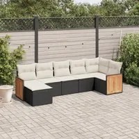 Set Divani da Giardino con Cuscini 7pz Nero Polyrattan 3260271